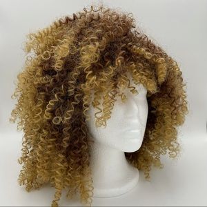 CURLY Med Length Two-tone Wig Hair